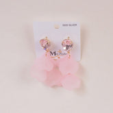 Woman's Earring Flower Design Light Pink
